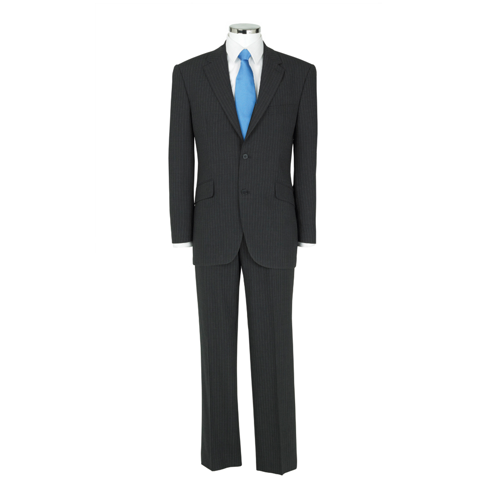 Wool Mixture Suit Jacket Stripe Charcoal