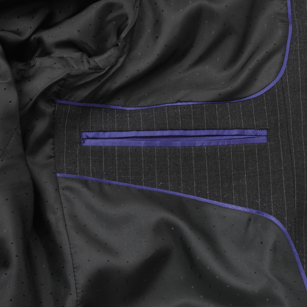 Wool Mixture Suit Jacket Stripe Charcoal