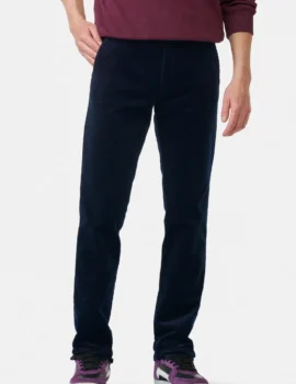 Meyer Navy Stretch Cotton Cord Trousers