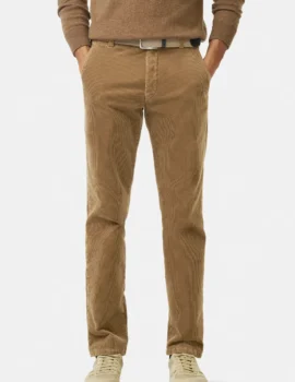 Meyer Beige Stretch Cotton Cord Trousers