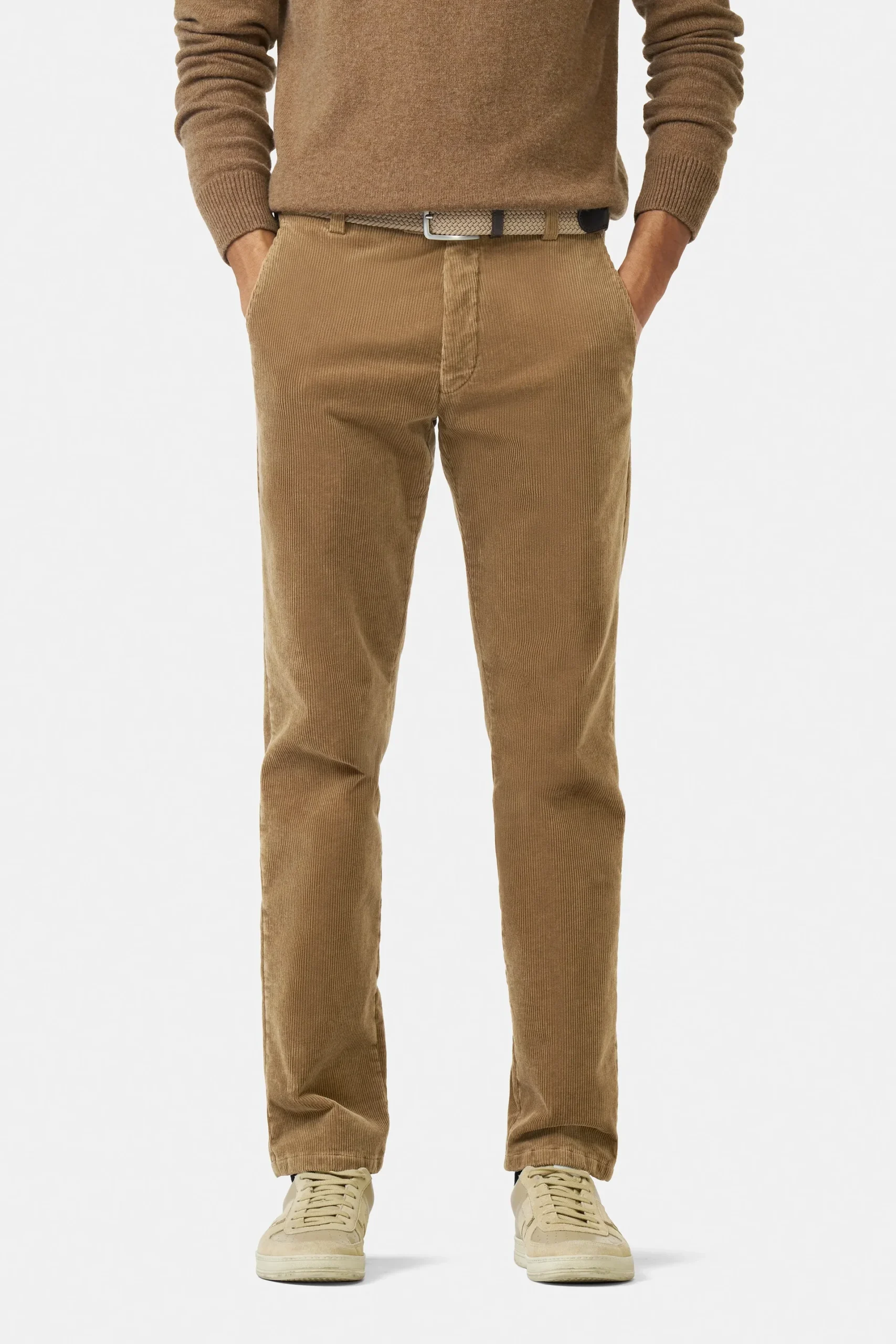 Meyer Beige Stretch Cotton Cord Trousers