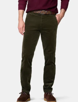 Meyer Green Stretch Cotton Cord Trousers