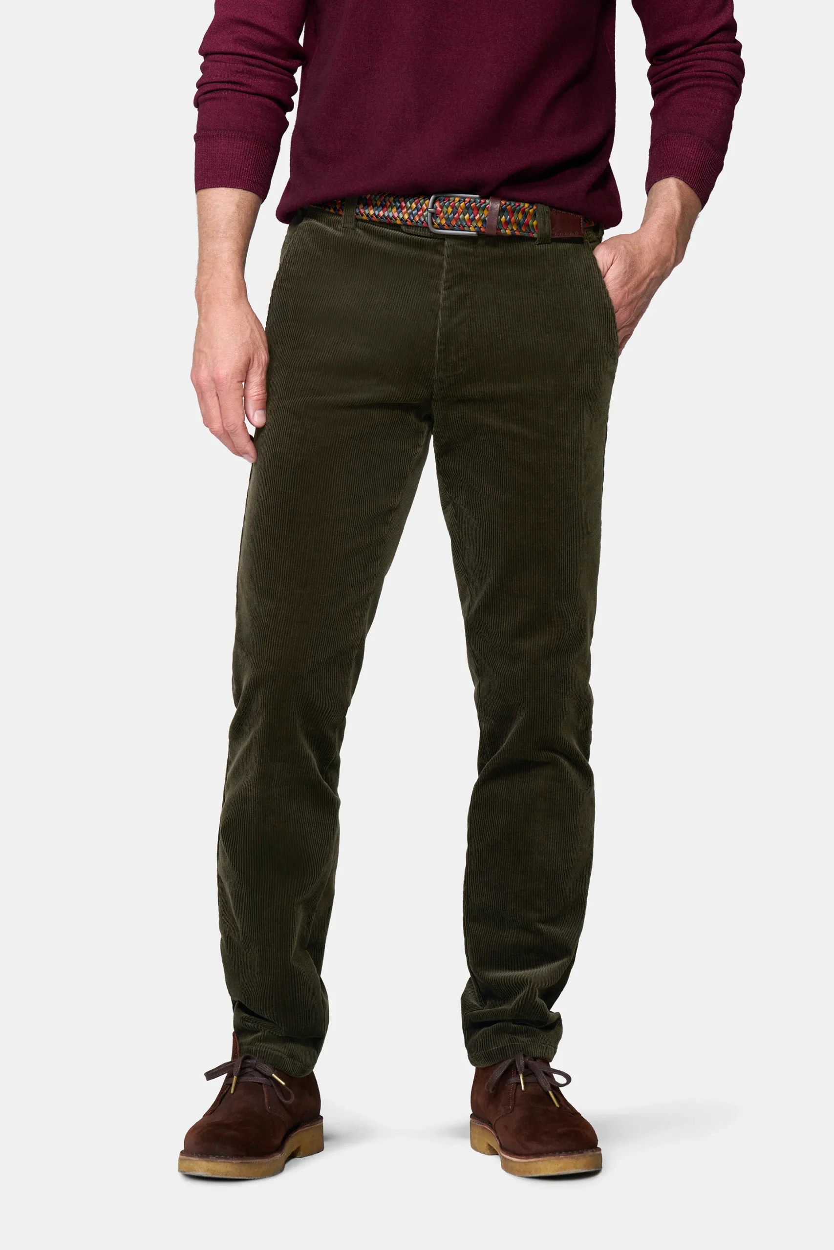 Meyer Green Stretch Cotton Cord Trousers