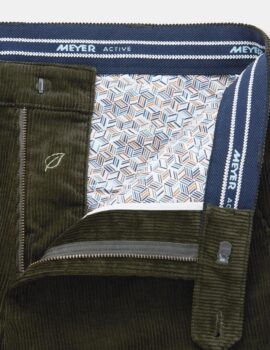 Meyer Green Stretch Cotton Cord Trousers