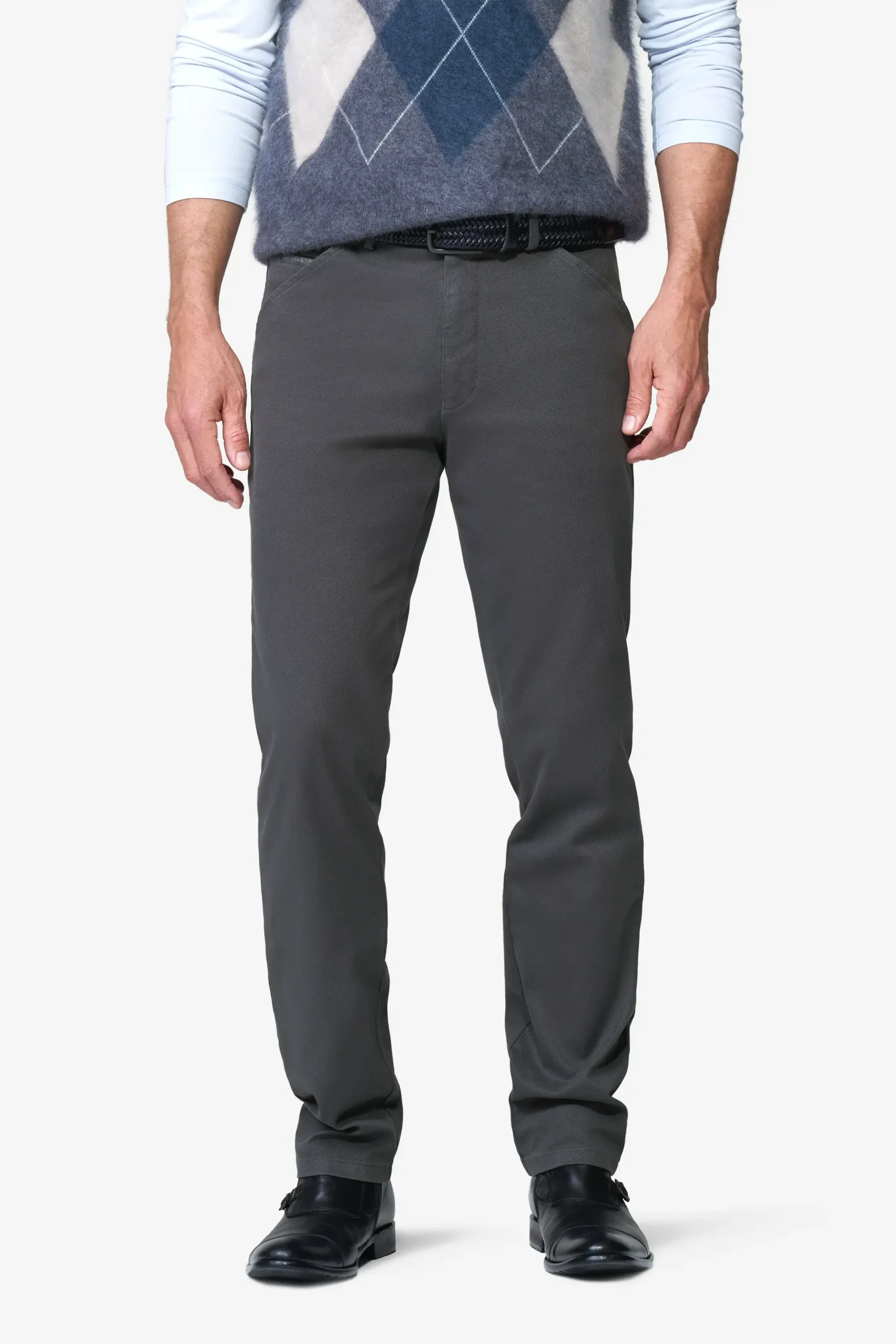 Meyer Canvas Look Grey Stretch Cotton Trousers.Autumn Weight
